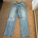 Princess Polly High Rise Straight Leg Jeans With Distressed Knee Photo 0