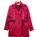 L.L.Bean  Hooded Raincoat Red Lightweight Spring Coat Jacket Size LP Large Petite Photo 9