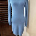 L'Agence  Womens Sweater Dress Blue Stretch Jewel Neck Long Sleeve Ribbed S New Photo 0