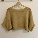 Free People  Beach Tan Knit Half Sleeves Crop Top Size Medium Photo 1