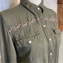 Roxy  Vintage Bohemian Embroidered Shirt, Tribal, Boho, Aztec snap pearl buttons Photo 2