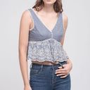 J.O.A. Embroidered Peplum Gingham Cropped Top, Size M New with Tag Photo 15