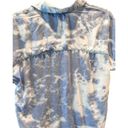 Beach Lunch Lounge Short Sleeve Button Front Blue Tie-Dye‎ Shirt Photo 6