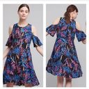 Maeve ANTHROPOLOGIE  Elia Floral Cold Shoulder Dress Size 4 Photo 2