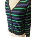 Xxi  Womens Cardigan Sweater Stripe Long Sleeve Button Front V Neck Blue Large Photo 4