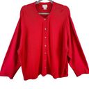 Foxcroft  Red Long Sleeve Crew Neck Cotton Clam Shell Button up Cardigan Size 3X Photo 0