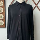 Natori Black Button Down Casual Long Sleeve Dress Medium Photo 2