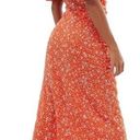 ASOS  Design Womens 10 Orange Ruched Maxi Dress Floral Embroidery Puff Sleeves Photo 1