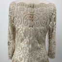 Tadashi Shoji  Tiered Lace Gown Scalloped Embroidered Dress Beige Ivory Womens 10 Photo 6