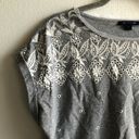 Tommy Hilfiger  Top Gray w/ White Embroidery & Eyelet Details Short Sleeve Tee L Photo 3