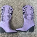 purple faux leather cowboy boots Size 8 Photo 1