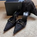 Gucci Black GG Canvas and Leather Horse-Bit Pointed Mules Women’s Size 8 Photo 2