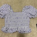 Cheeky Peach Purple And White Gingham Crop Top Photo 4