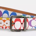 Coach NWT  Roller Buckle Cut To Size Reversible Belt In Rainbow Signature Canvas Photo 0