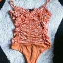 Revolve AFRM  Mack shirred bodysuit orange zebra Photo 0