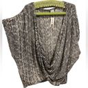 a.n.a  & Ava Black White Textured Knit Cotton Open Face One Size Wrap Sweater Top Photo 0