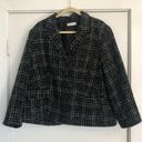 Coldwater Creek Y2K  black tweed blazer wool plaid checkered textured women large Photo 0