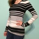 **3/$15** BCBG Max Azria Black and White Striped Long Sleeve Tee Photo 1