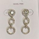 Source Unknown Sparkling Earrings NWT Crystal Hoop Drop Dangle Silver Tone Photo 1