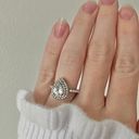 Silver Pear Double Halo Pave Ring “Sigyn” Teardrop Clear Engagement Promise Jewelry Photo 12