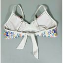 Kenneth Cole : Reaction White Blue Pink Floral Print Bandeau Bikini Swim Top Bathing Suit Designer Swimwear Size M 🌸 Photo 2