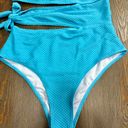 One Piece Blue One Shoulder Cut Out  Swimsuit Photo 2