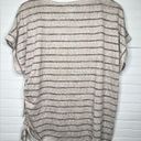 Caslon  Women's Beige Striped Short Sleeve Drawstring T-Shirt Size L in Oatmeal Photo 2