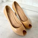 Saint Laurent  YSL Patent Leather Slip On Peep Toe Stilettos Pump Beige 38 / 7.5 Photo 1