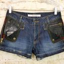 Connecters Japan Y2K VTG Womens Denim Shorts Leather Studs Sz M Punk Grunge RARE Size M Photo 0