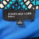 Jones New York Vintage  Dress Womens Size 8 Stretch Aqua Blue Geometric Patterns Photo 3