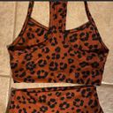 Sage RUST AND BLACK CHEETAH PRINT LEGGINGS 2 piece work out  SET XS Photo 2