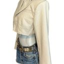 H:ours  Amira Crop Blazer Gray White MEDIUM Bolero Padded Shoulder Designer NEW Photo 5