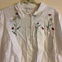 Dress Barn  Embroidered Floral White Button down Shirt Size 18W Linen blend Photo 5