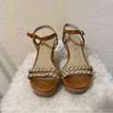 Unisa  Tan and Gold Braided Wedge Cork Heels Photo 1