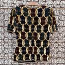 Laurence Kazar Vintage  art deco bead sequin silk blouse gold chain pattern Photo 4