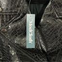 Modcloth NWT  Crocodile Rock Black Faux Leather Moto Jacket Size Large Photo 3