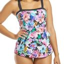 Maxine of Hollywood MAXINE Painted Petals Bandeau Sarong One Piece Swimsuit Size 14 Pink/Multicolor Photo 0