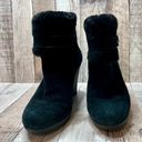 UGG Antonia Black Suede Fur Cuffed Wedge Boot Bootie sz 9 Retails $200 Photo 1