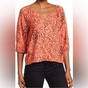 Sanctuary  Mila Button Front Leopard Animal Print 3/4 Sleeve Top orange Large Photo 0