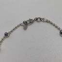 Monet Signed  - Silver Tone Bracelet With Blue Faux Pearls 7 1/2 Inch Dainty Photo 2