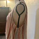 Sonoma  Linen Blend Striped Square Neck Tie Tank Size Large Stripes Striped Pink Photo 3