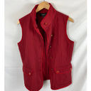 Talbots  Red Quilted Fleece Lined Button Up Vest Size Small Photo 0