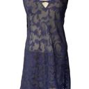 Halston Heritage HALSTON Navy blue semi-sheer X back chemise nightie with floral Size SMALL Photo 0