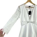 NBD NWT  x Revolve White Lace Long Sleeve Open Back Mini Dress, Size Large Photo 7