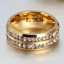 TJ Maxx 8mm Double Row Rhinestone Stainless Steel Unisex Ring Weddig Band Jewelry Size 9 Photo 2