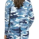 Gibson New  Camo Print Fleece Open Front Cardigan Sweater Blue Multi Photo 1