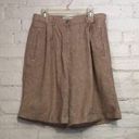 L.L.Bean  8 Vintage Linen Cotton High Waisted Pleated Brown Houndstooth Shorts Photo 0