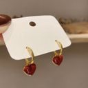 18K Gold Plated Love Heart Dangle Drop Earrings for Women,Red Heart Earrings Photo 0