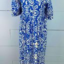 Entro MIDI Dress Women’s Small Flowy Paisley Blue White Casual Cottage Coastal Photo 5