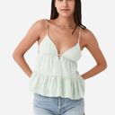 Jonathan Simkhai Zoya Top Blouse Women's Size XS Green Stripe Linen Sleeveless Photo 2